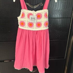 Pink and White Crochet Sundress 7